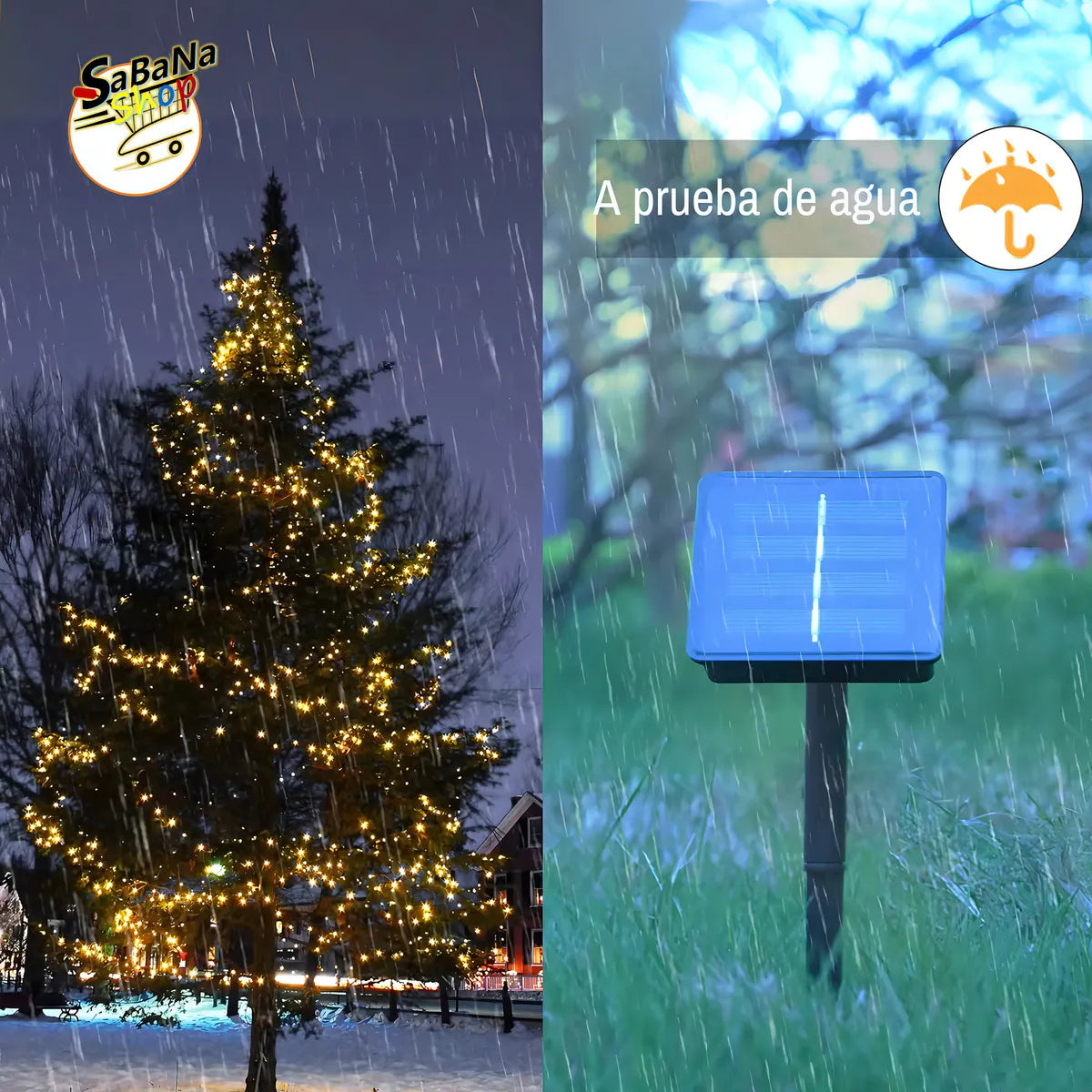 Luces Navideñas Solar Guirnalda 10mts Multicolor 100 Led Navidad Árbol Exterior Interiores Control Panel Impermeables Jardín Balcón Techo Casa Recargables Largas Decoración Fiestas Eventos