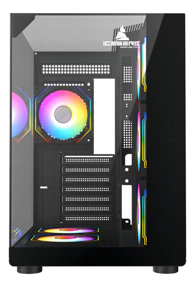 Chasis Gamer Iceberg Crystal Cube S Black 6 Fans Argb