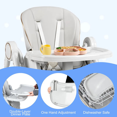 Silla Alta Portable Para Bebés Con Arnés Y Respaldo Ajustabl