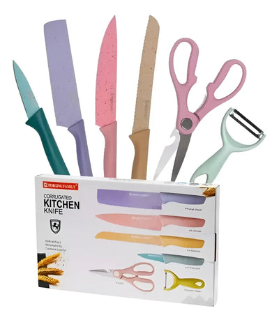 Set De Cuchillos Colores Pastel X6 Piezas Color Tonos pasteles