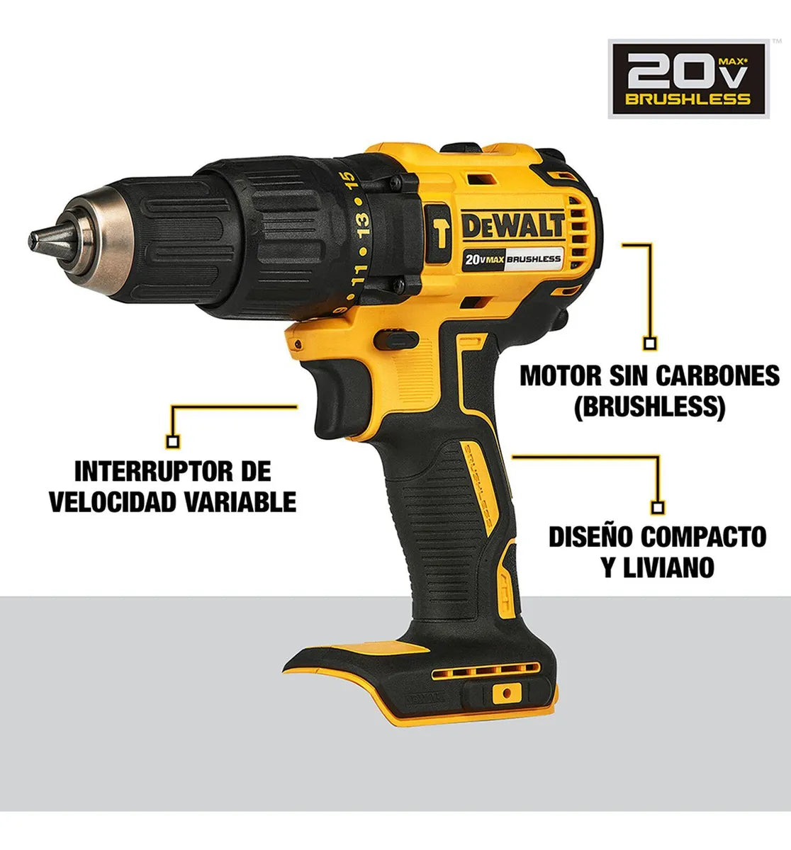 Kit Taladro Percutor 1/2 20v 2 Bat Carg Dewalt Dcd7781d2-b3 - Amarillo