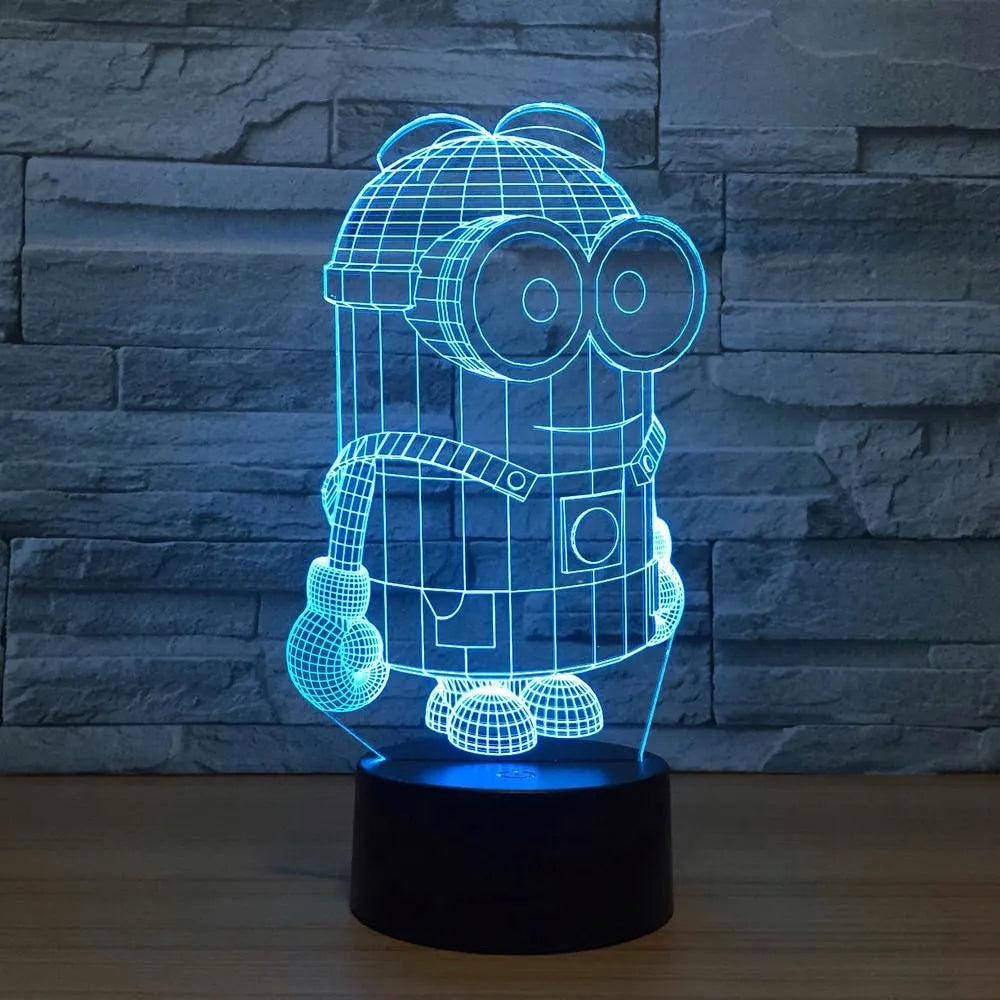 Lámpara De Noche Led 3d Minions Holograma Regalo Decoración Negro