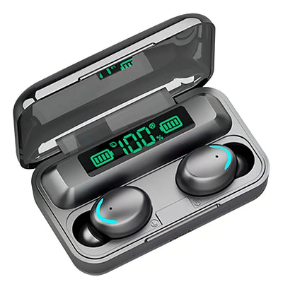 Audífonos in ear inalámbricos F9 negro con luz LED