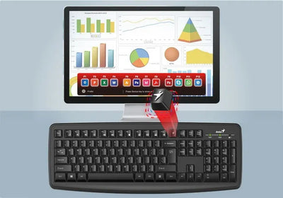 Kit de teclado y mouse inalámbrico Genius KM-8100 Español Latinoamérica de color negro