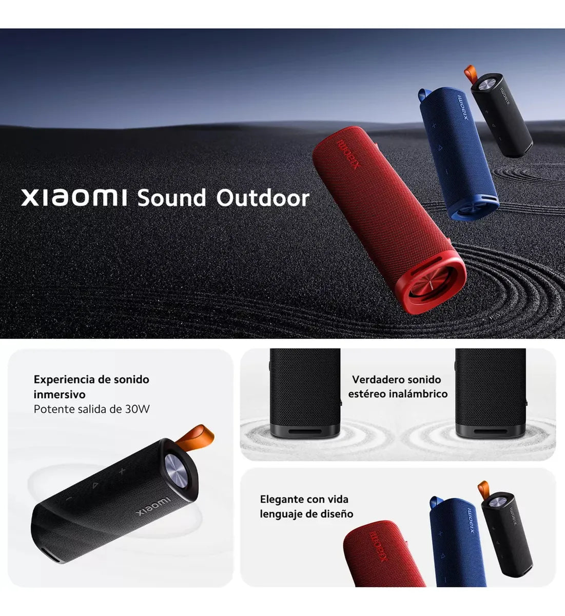 Xiaomi Sound Outdoor, Parlante Bt Portátil 30w Ip67 Tws, Red Rojo