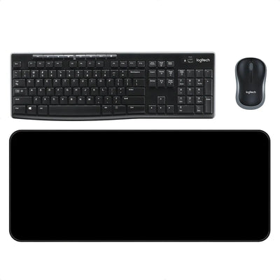 Combo Inalámbrico Logitech Mk270 + Alfombrilla Xl (80x30cm) Mouse Negro Teclado Negro