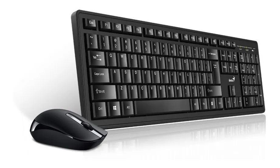 Kit de teclado y mouse inalámbrico Genius KM-8100 Español Latinoamérica de color negro