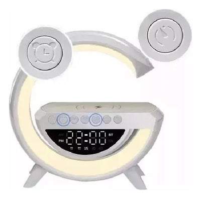Parlante Lámpara Rgb + Carga Inalámbrica + Reloj Bt-3401 Blanco