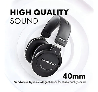 Auriculares De Monitoreo De Estudio M-audio Hdh40 Podcast Y Grabación, Diadema Flexible Y Cable De 2.7 Metros