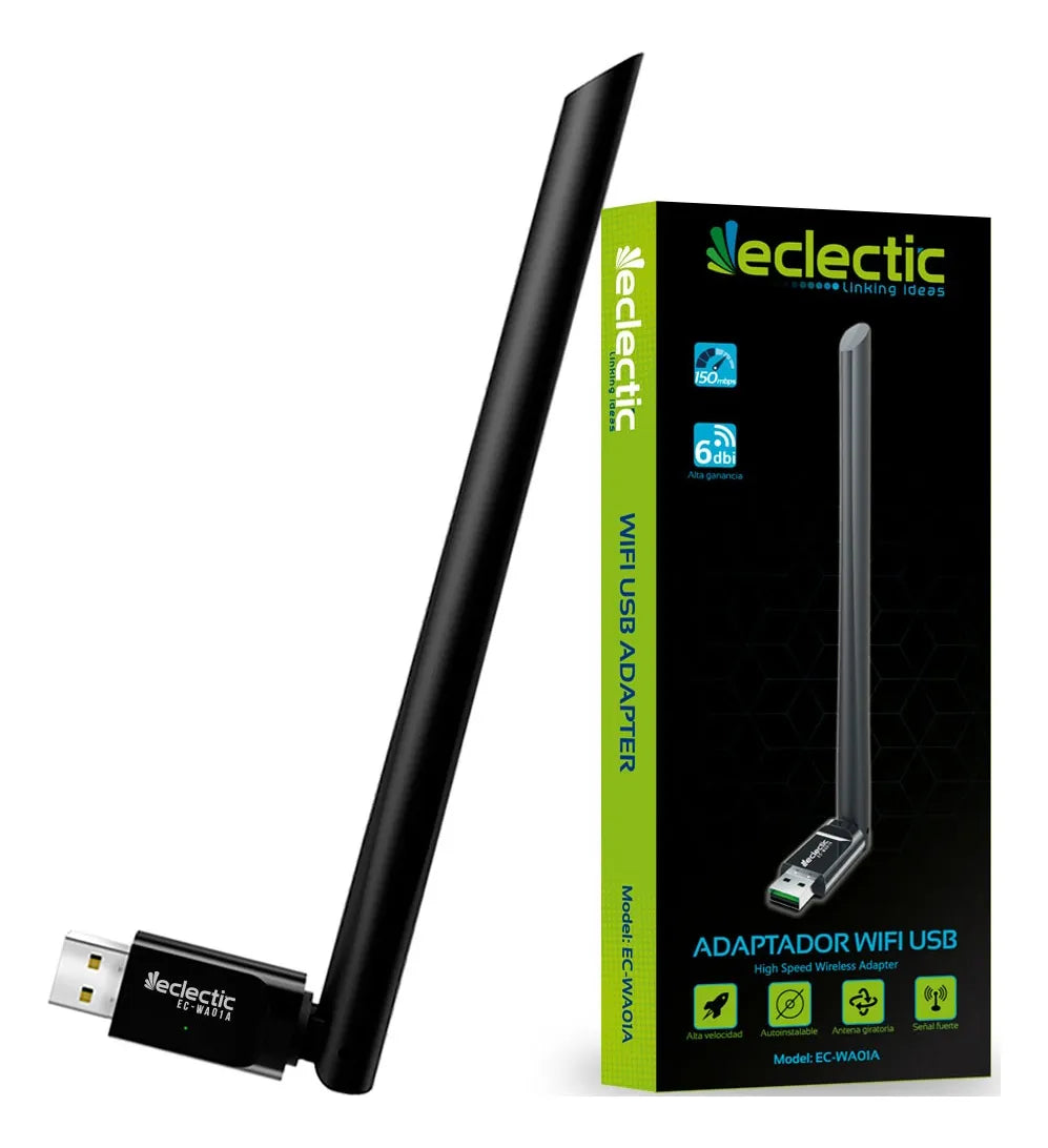 Tarjeta Red Usb Wifi Eclectic 6dbi Inalámbrica Rompemuros
