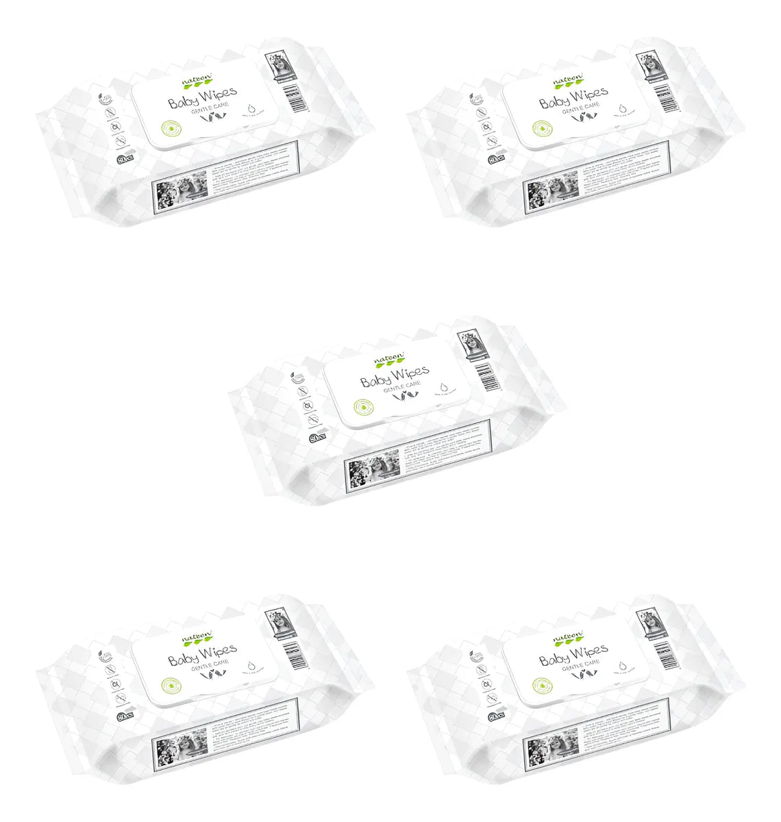 5 Paq. Toallitas Húmedas Nateen Baby Wipes X80und Para Bebé