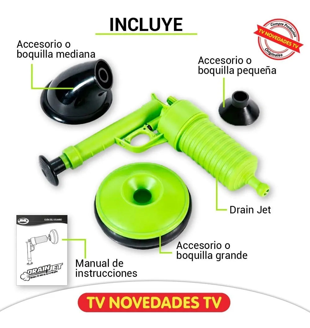 Bomba Destapar Cañería Tubería Desagüe Manual Drain Jet