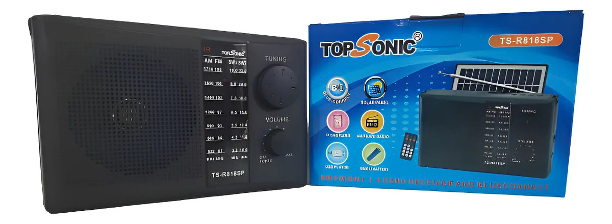 Radio Bluetooth Panel Solar Recargable Fm Am Sw Entrada Usb