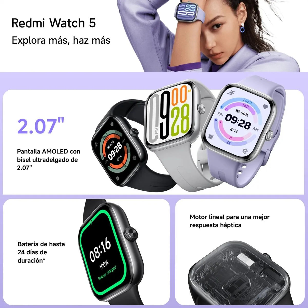 Xiaomi Redmi Watch 5, Smartwatch Llamadas Bluetooth 5atm Gnss, Gris Blanco Blanco Blanco