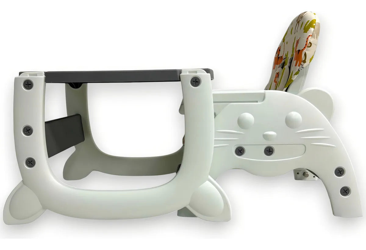 Silla De Comer De Bebe 3 En 1 Comedor Escritorio Mecedor Color Gris Oscuro Gato
