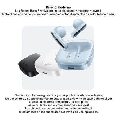 Xiaomi Redmi Buds 6 Active, Auriculares Bt Manos Libres, Blu Azul