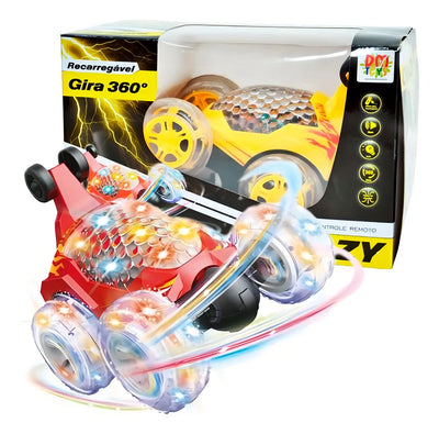 Carro de Control Remoto Recargable DM Toys Recarregável Gira 360° Luz Rojo