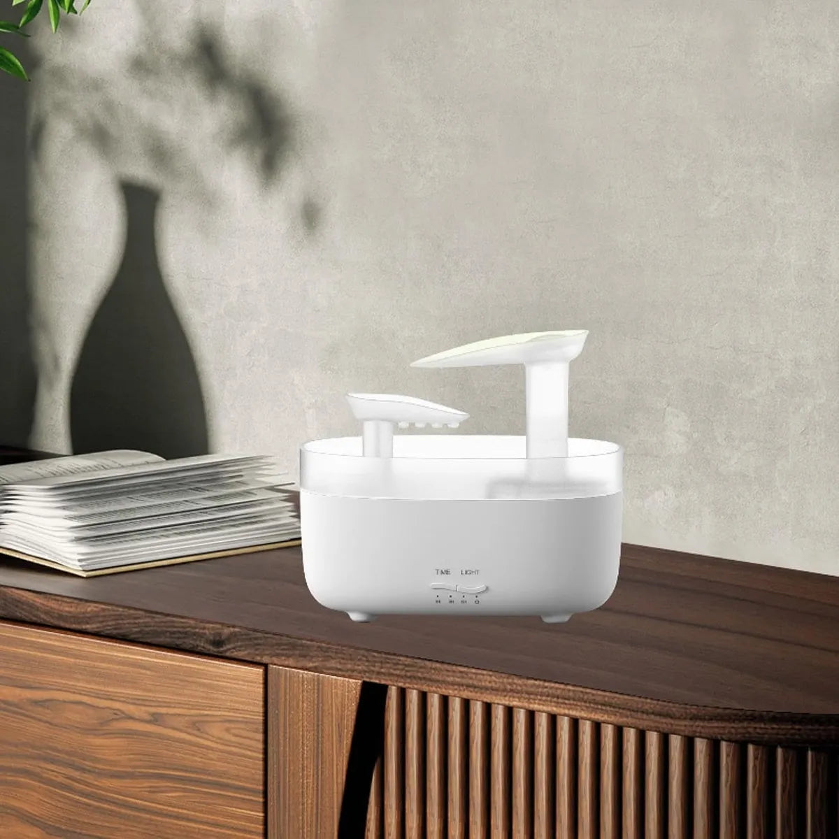 Humidificador De Aromas Vapor Cascada Luz Led + Esencia - Negro