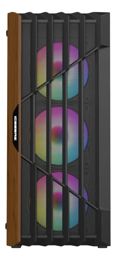 Gabinete Gamer Iceberg Wood Core 6 Ventiladores Argb Negro