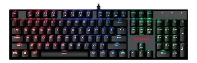 Teclado gamer Redragon Mitra QWERTY Outemu Blue español latinoamérica color negro con luz RGB