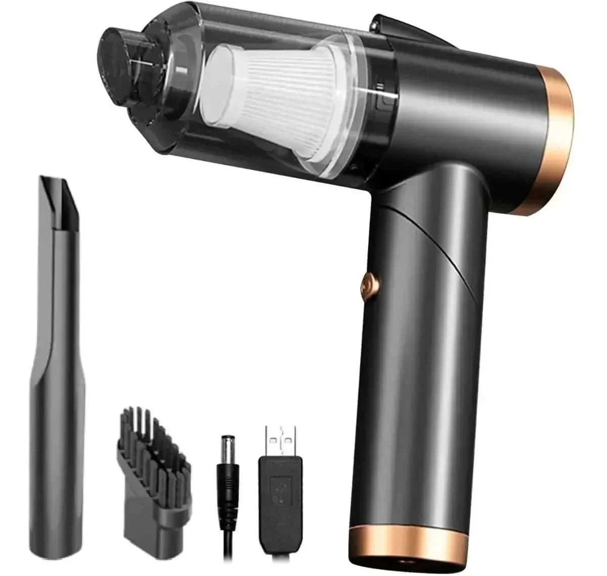 Aspiradora Auto Portatil Usb 2 En 1 Recargable Inalambrica Color Negro