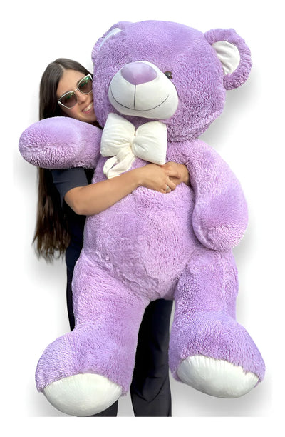 Oso De Peluche Gigante 1,60 + Moño + 3 Globos Lila