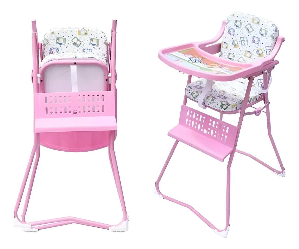 Silla Comedor Bebe Plegable Niño Y Niña Rosa