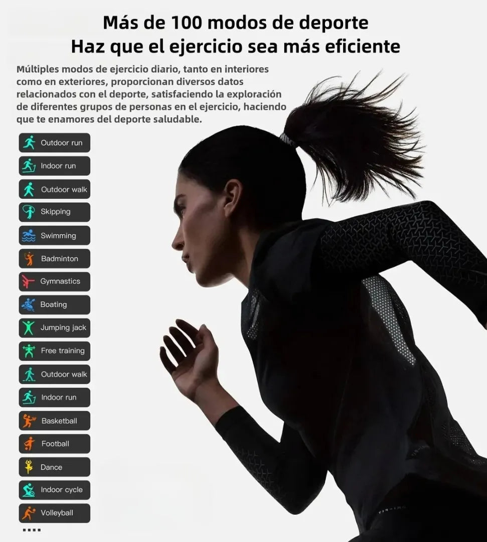 Smartwatch Ultra Display De 1.99 Con Correa De Gel Silicona Negro Negro