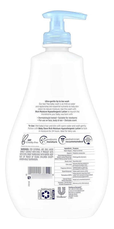 Jabón Para Bebé Dove, Hidratante, Hipoalergénico, 20 Oz