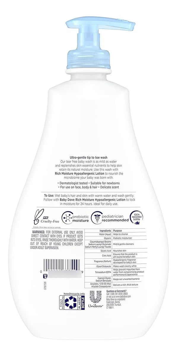 Jabón Para Bebé Dove, Hidratante, Hipoalergénico, 20 Oz