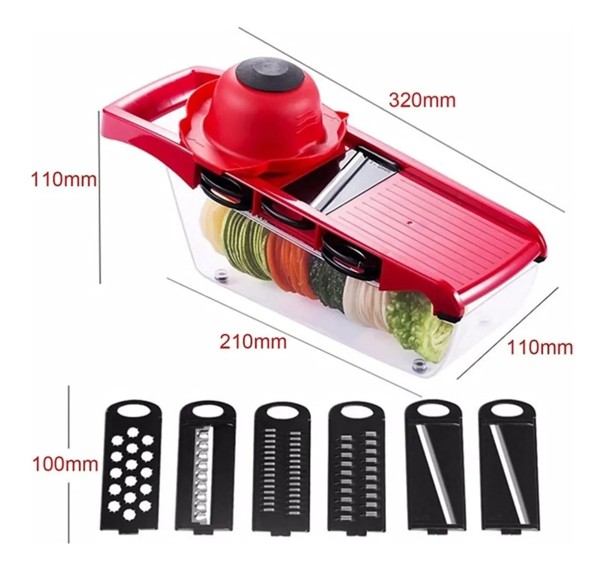 Cortador Verduras Mandoline 6 En 1 Rallador Rebanador