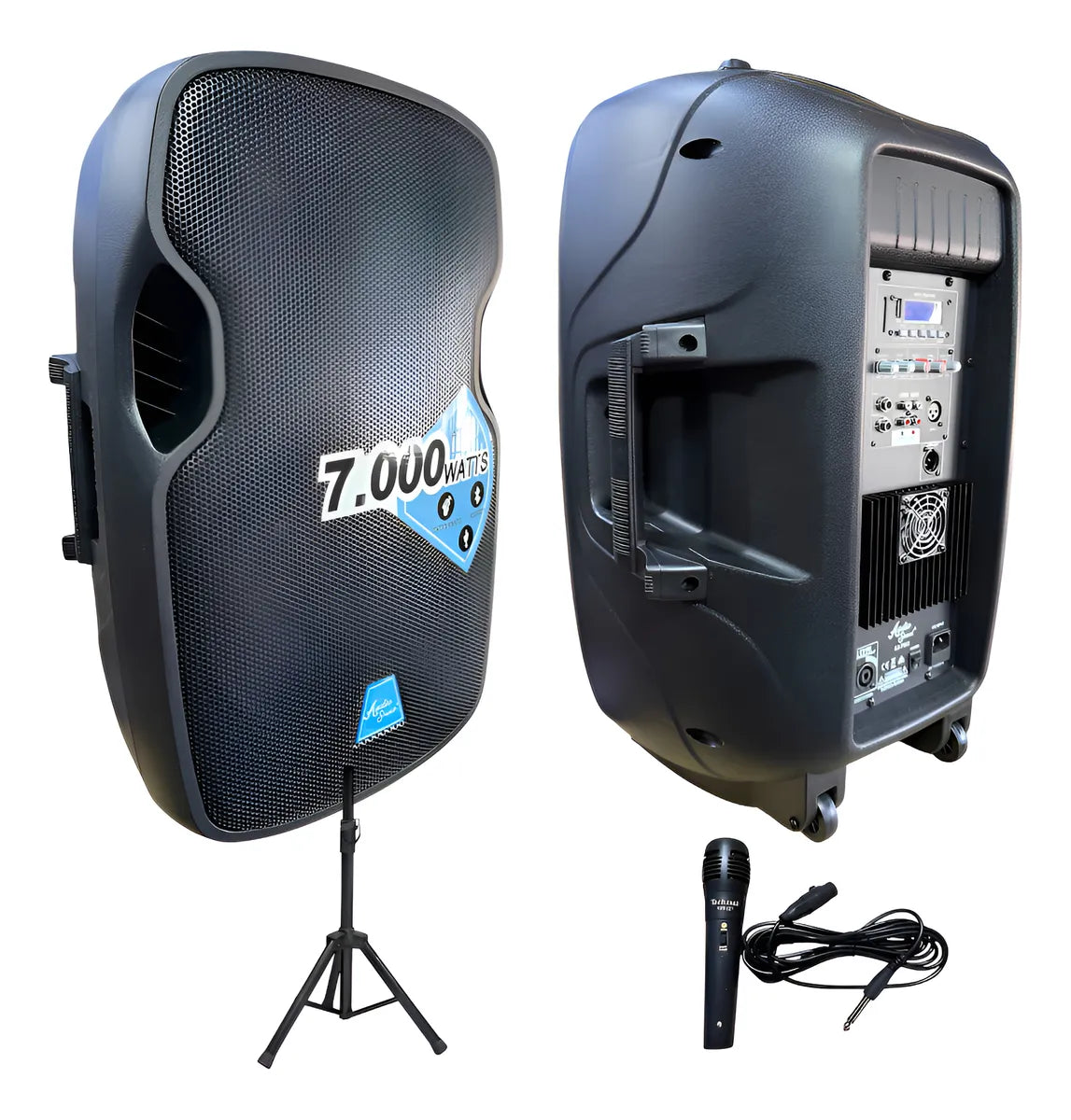 Cabina Activa De 15 Audio Sound Con Trípode Y Micrófono Negro