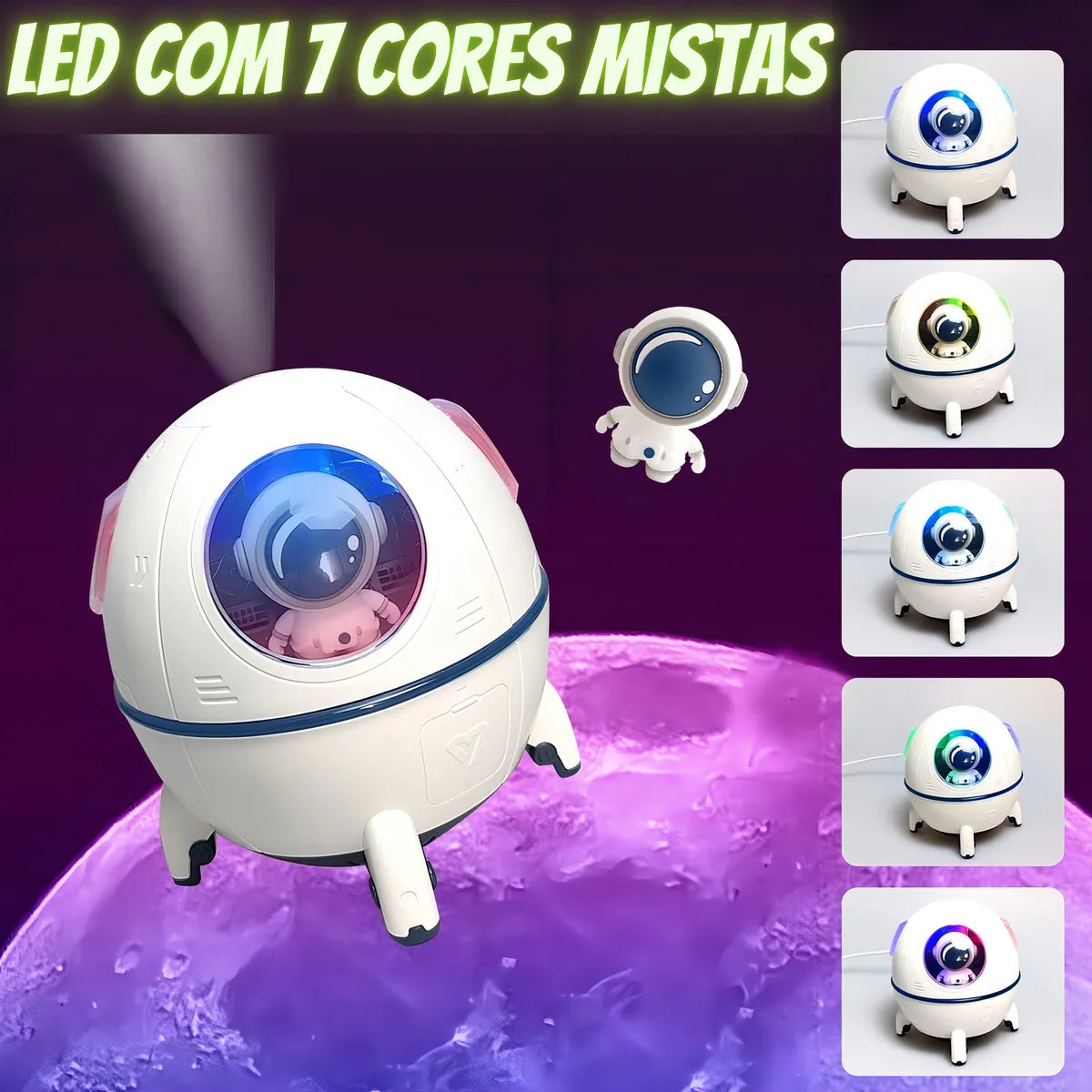 Humidificador de aire Astronaut, difusor espacial, tamaño mini, color blanco, para niños