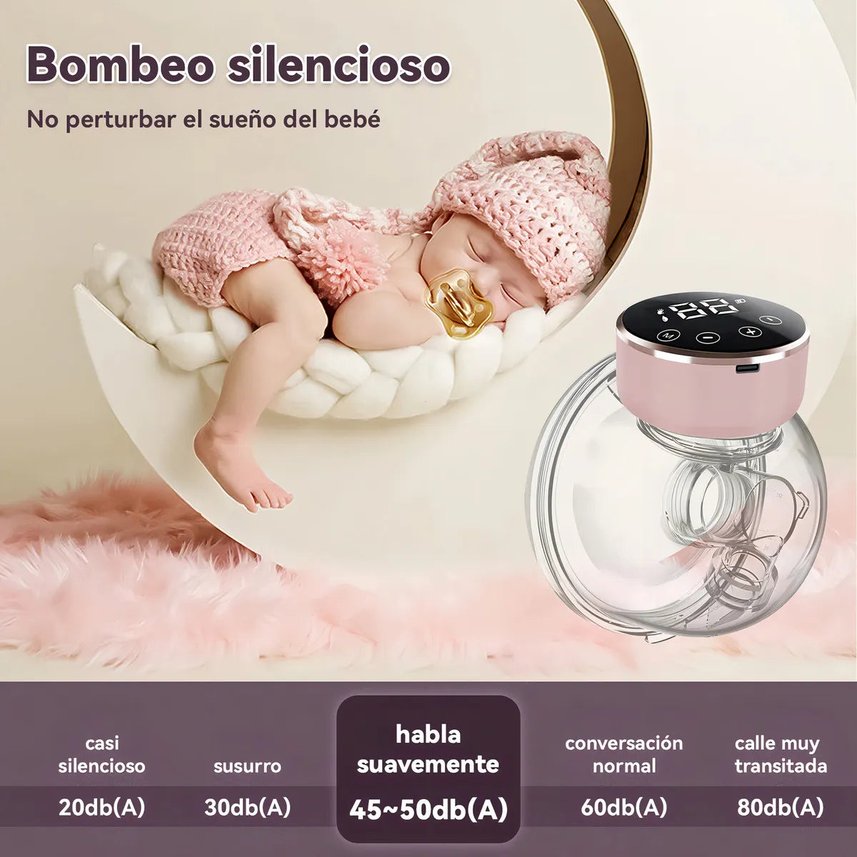 Extractor de Leche Eléctrico Manos Libres con Temporizador Marca Le Forge Color Rosa