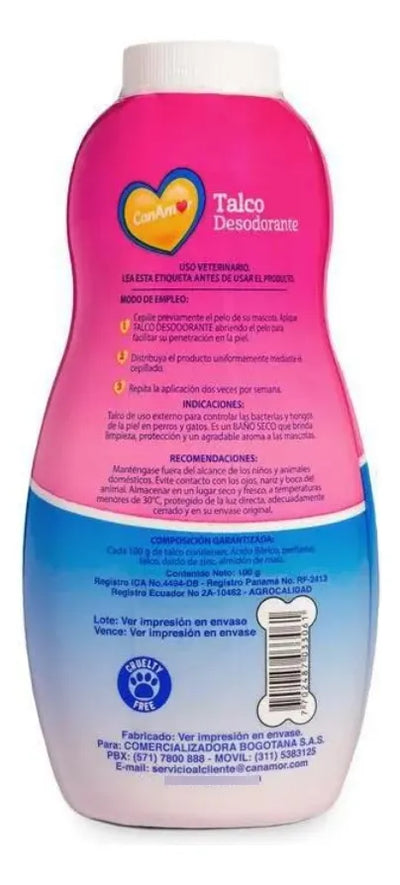 Talco Canamor Baño Seco Gatos 100g Y A Bebé