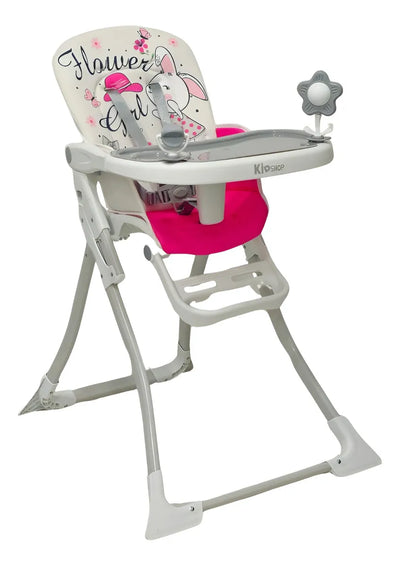 Silla Comedor Bebé Portátil 2 En 1 Con Juguetes Color Fucsia Coneja