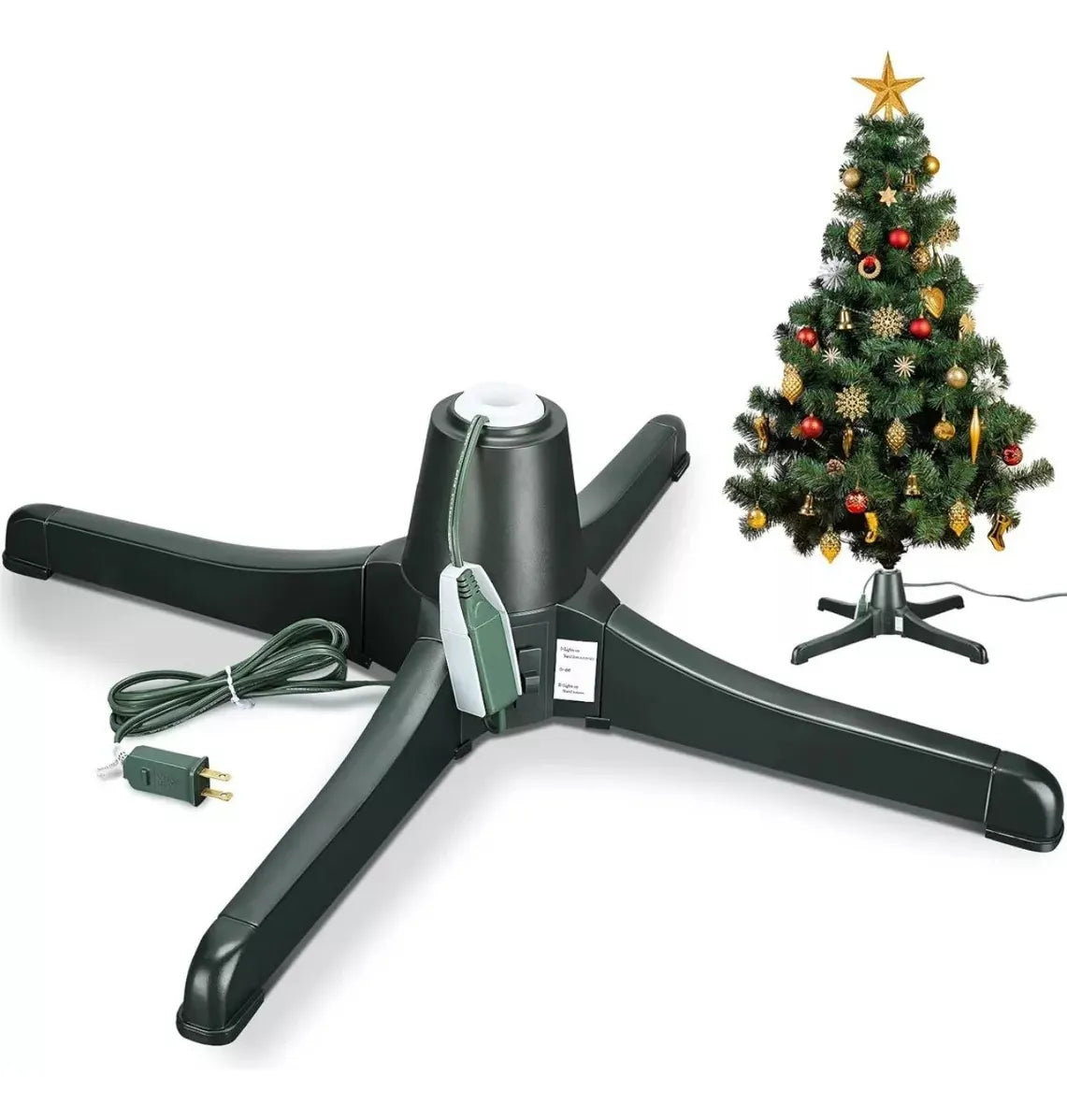 Base Giratoria Árbol Navidad Soporta Arbol Hasta 3.20 Metros Verde