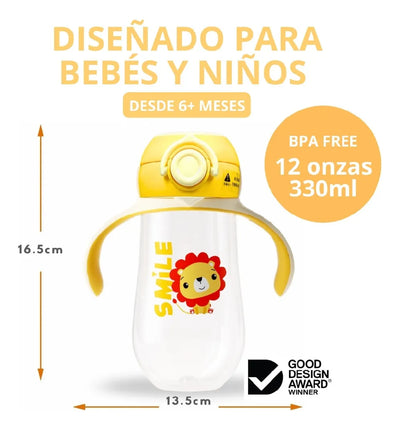 Vaso Entrenador 12oz Antiderrame Con Pitillo 330ml Para Bebe Color Turquesa