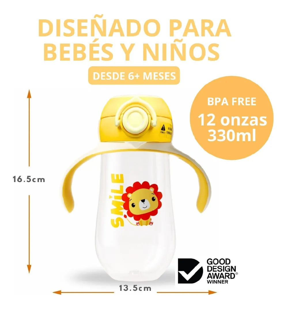 Vaso Entrenador 12oz Antiderrame Con Pitillo 330ml Para Bebe Color Turquesa