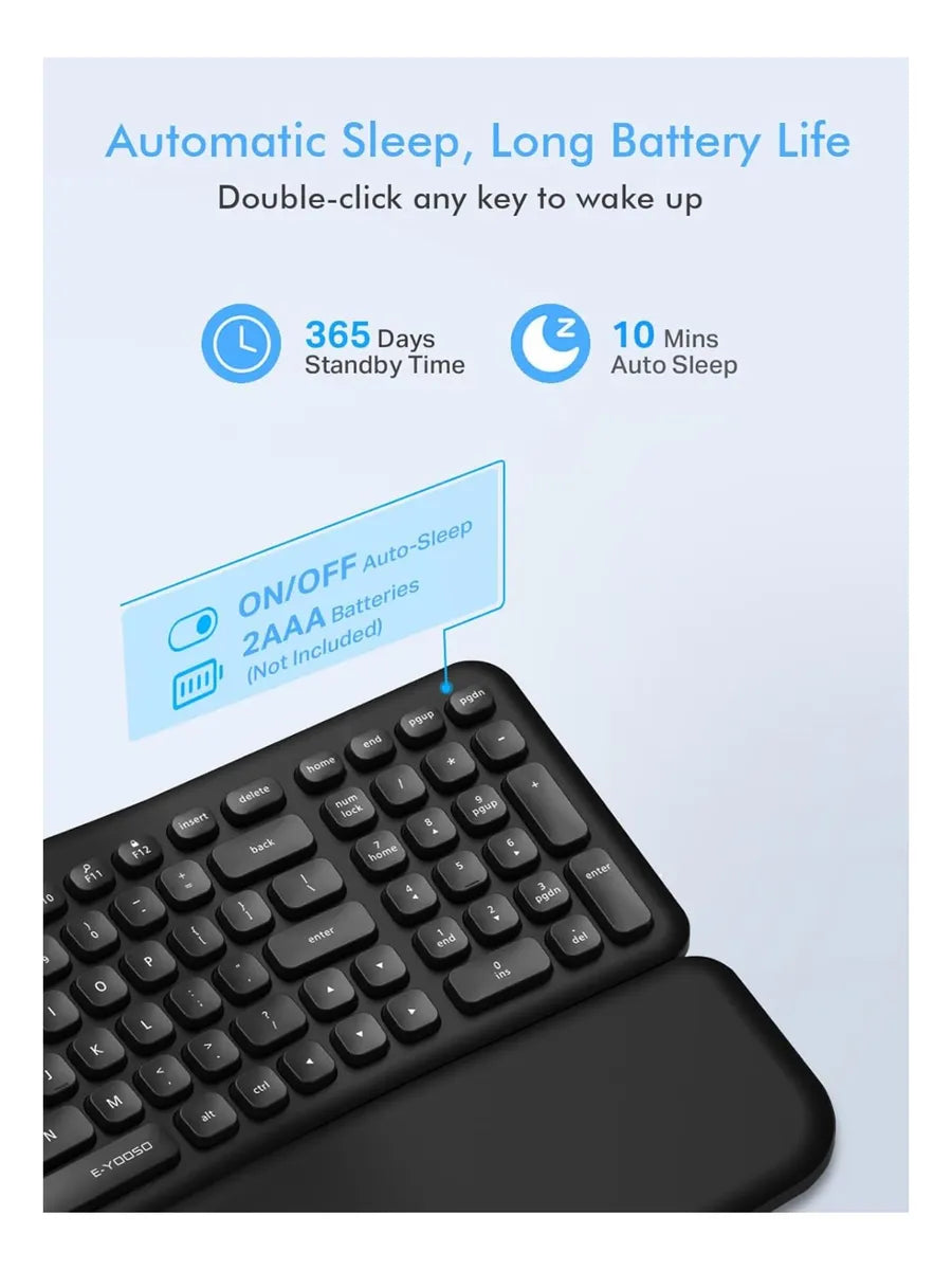 Teclado Inalambrico Ergonomico E-yooso K757 Con Reposamuñeca Negro