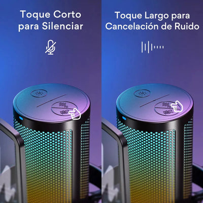 Micrófono Condensador Maono Con Cancelación De Ruido Y Soporte De Brazo Rgb Dgm20s Cardioide Para PC Y Celular Color Negro