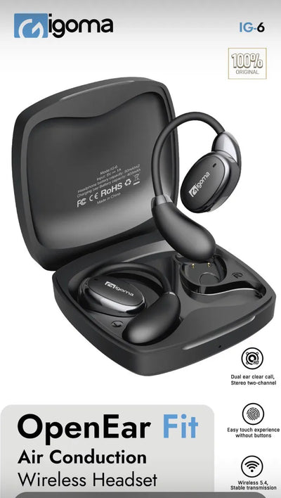 Audifonos Conduccion Osea Igoma Original Openear Fit Ig-6 Negro