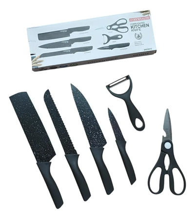 Set De Cuchillos Juego X6 Piezas Color Negro