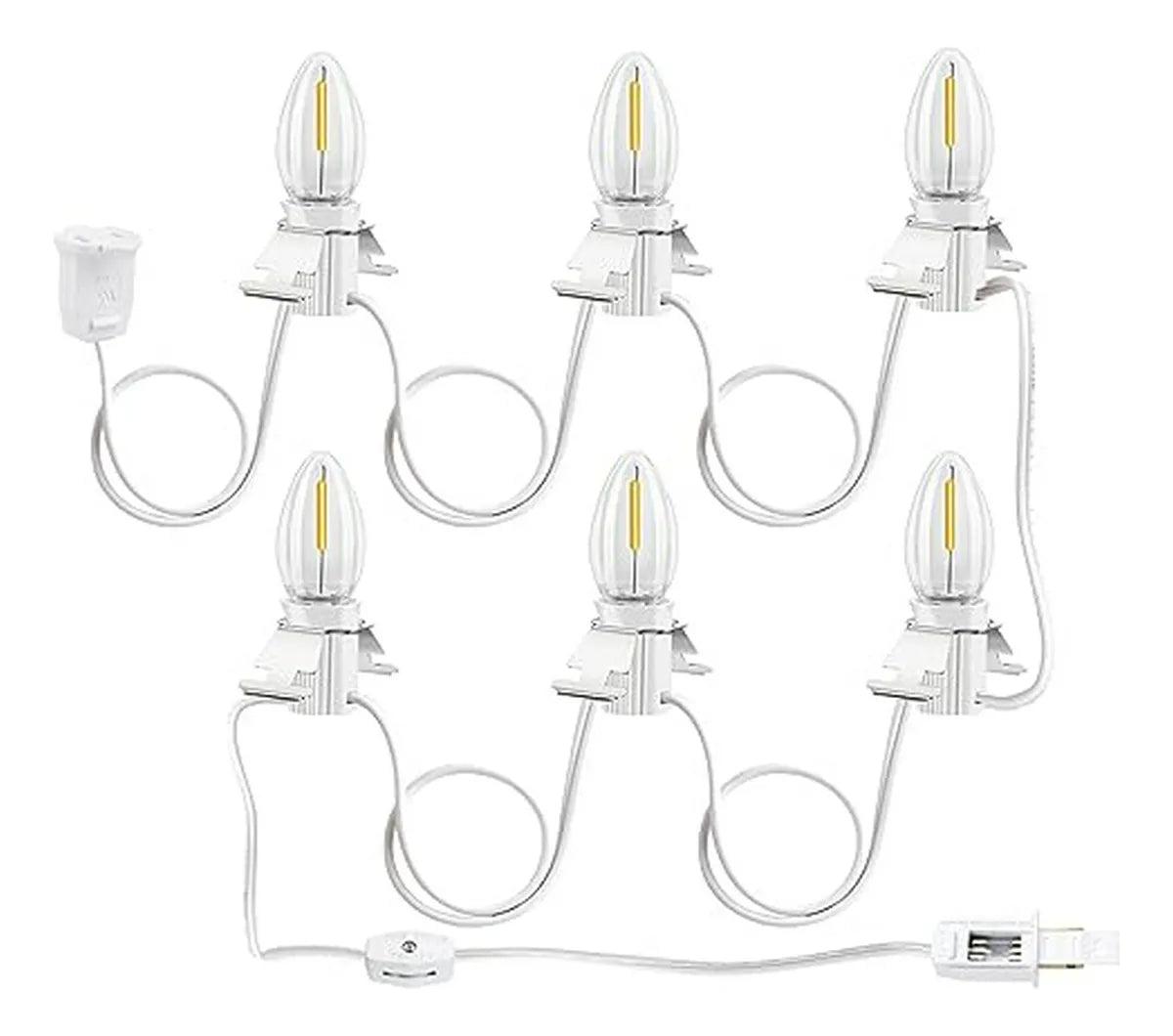 Luces Led C7 Para Villa Navideña, 6 Bombillas 9 8ft, Calido
