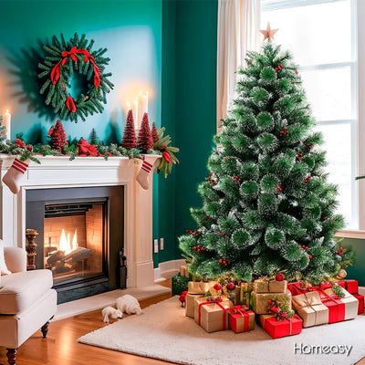 Árbol De Navidad Artificial Nevado Y Decorado Calidad 1.80 M Color Verde