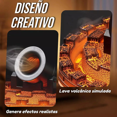 Humificador Difusor De Aromas Olores Cañon Lava Aros Luz Led - Negro