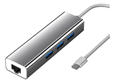 Adaptador De Red Tipo C A Rj45 Ethernet 3.0 + Hub 3.0 4en1