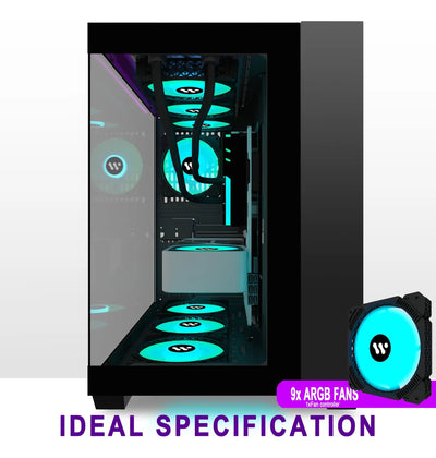 Amanson Funda Para Pc Preinstala 9 Ventiladores Argb, Atx Mi