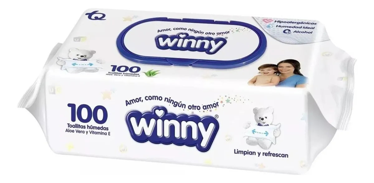 Toallitas Humedas Winny Aloe Vera & Vitamina X100 Und
