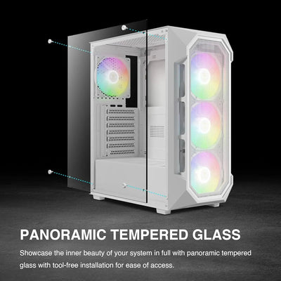 Caja De Pc Gamdias Aura Gc1 Elite Argb Media Torre Blanca